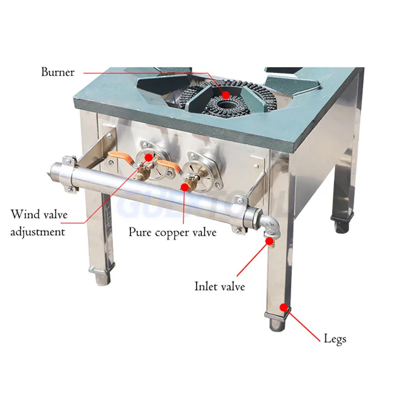 Commercial natural gas liquid gas stoves single stainless steel double stoves energy-saving cooking equipment Fierce fire stove 6