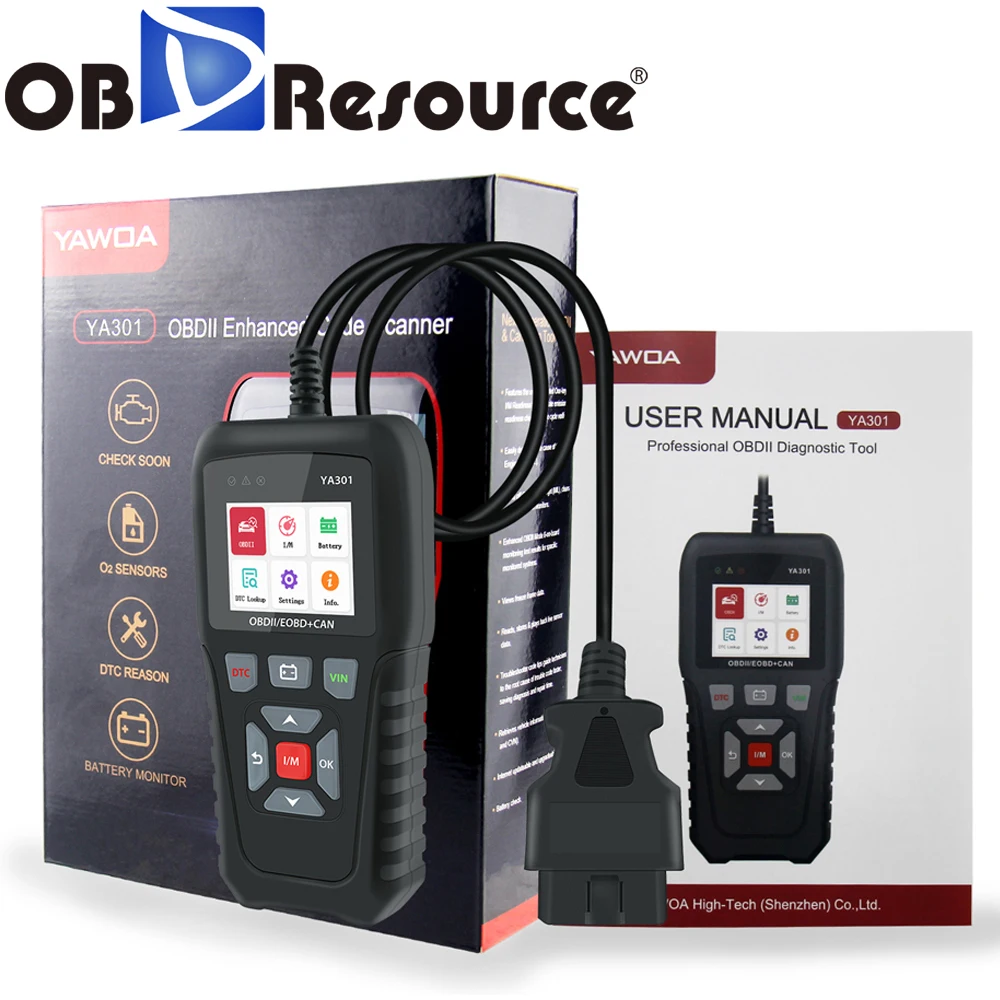 OBD 2 автоматический считыватель кодов неисправностей YA301 полная функция OBD2 сканер многоязычный автомобильный диагностический инструмент USB обновление PK KW850 CR3001