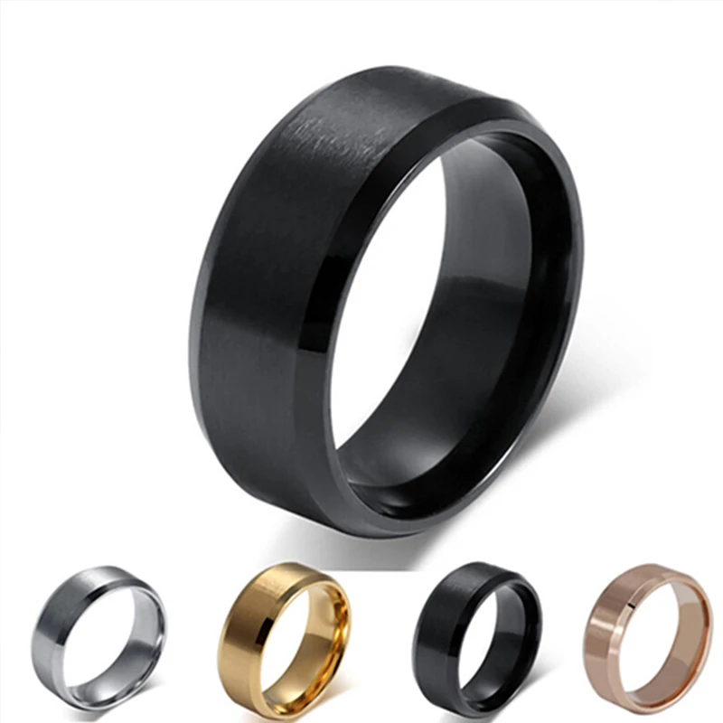 

1pcs 2019 New Glamour Titanium Ring Gold Anti-allergy Smooth Simple Wedding Couples Rings Bijouterie for Man or Woman Gift