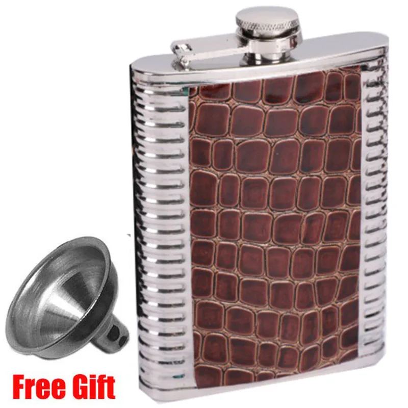 Leather Hip Flask Funnel Wine Pocket Flask 6 Oz 7 Oz 8 Oz 9 Oz Pocket