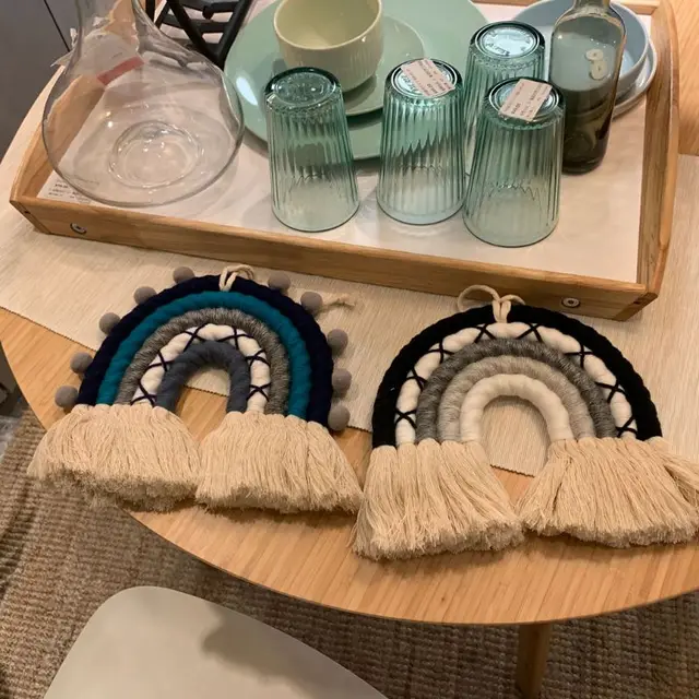 Macrame Rainbow Chic Wall Hanging Wall Decor Boho Hand-woven Tapestry Home Decor 4