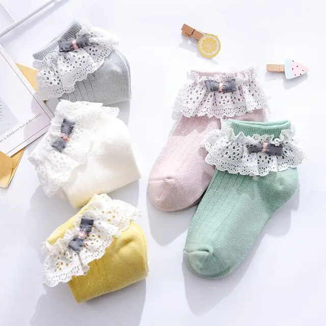 2020 хлопковые носки для маленьких девочек кружевные с оборками принцесс милые