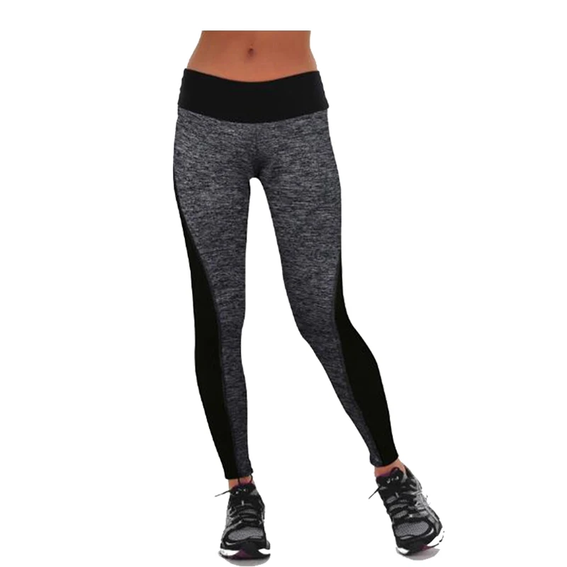 Плюс Размер Черный / Серый Женская одежда Леггинсы Тренировка Брюки Высокие талии Поножи Дамы Быстросохнущие брюки Спортивные поножи - Цвет: Gray