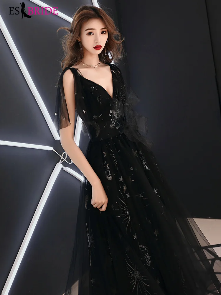 Тюлевые кружевные вечерние платья, Длинные Вечерние Платья vestidos de fiesta de noche largos elegantes nuevo, торжественное платье для женщин ES2816