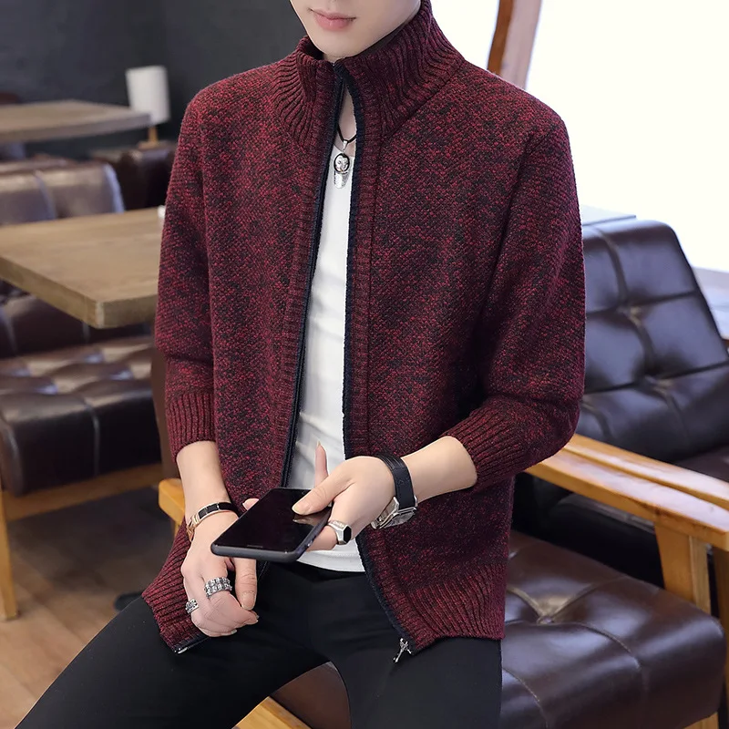 Fall and Winter 2019 Men's New Sweater Fashion Leisure Jacket Knitted Sweater Cardover Men's Sweaters