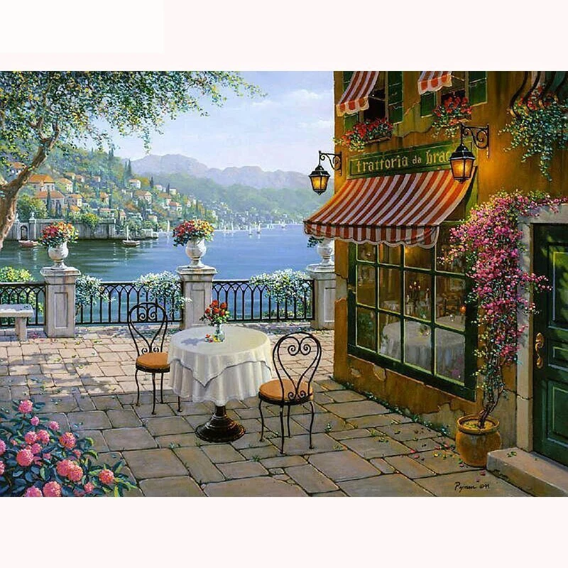 Diamond Embroidery Landscape Round Full Drill Painting Picture Of Rhinestone Mosaic Living Room Decoration LK1 | Дом и сад