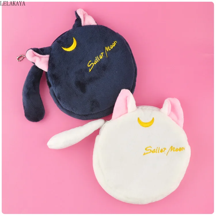 Милый Сейлор Мун Луна кошка плюшевый Кошелек для монет креативная сумка для девочек с брелком кредитный ID держатель для карт кошелек Чехол мультяшный мешочек игрушки