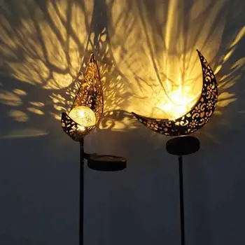 

LED Solar Garden Light Hollow Iron Moon Light Outdoor Induction Light Landscape Control Passage Light Lawn Light
