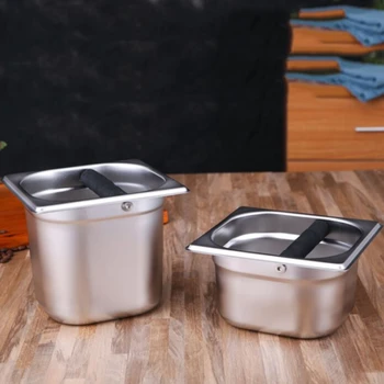 

Stainless Steel Coffee Grounds Bucket Espresso Coffee Knock Box With Rubber Coffee Grounds Container Bucket For Barista