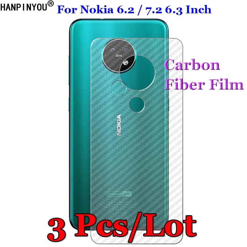 

3 Pcs/Lot For Nokia 7.2 / 6.2 6.3" 3D Non-slip Clear Carbon Fiber Back Film Screen Protector Protective Sticker