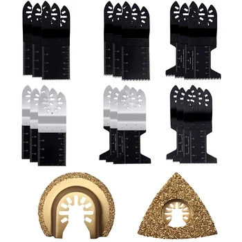 

SHGO HOT-20PCS Wood/Metal Oscillating Multitool Quick Release Saw Blades Fast Fit Mixed Blades Oscillating Saw Blade Kit