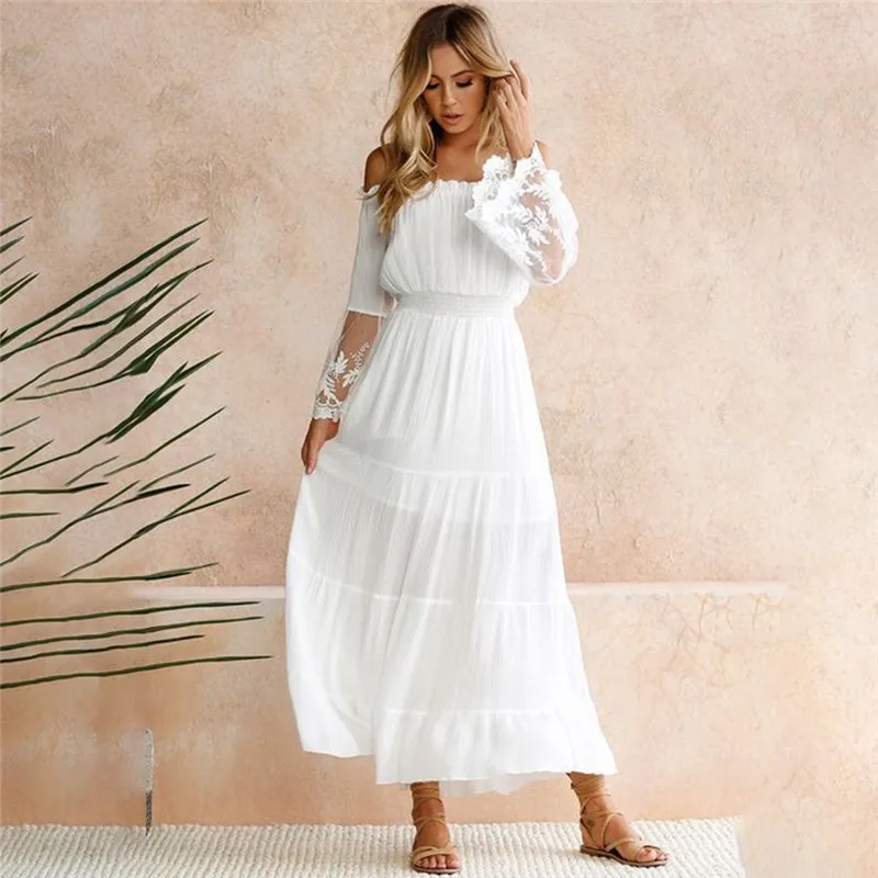 Boho White Lace Midi Dress 3