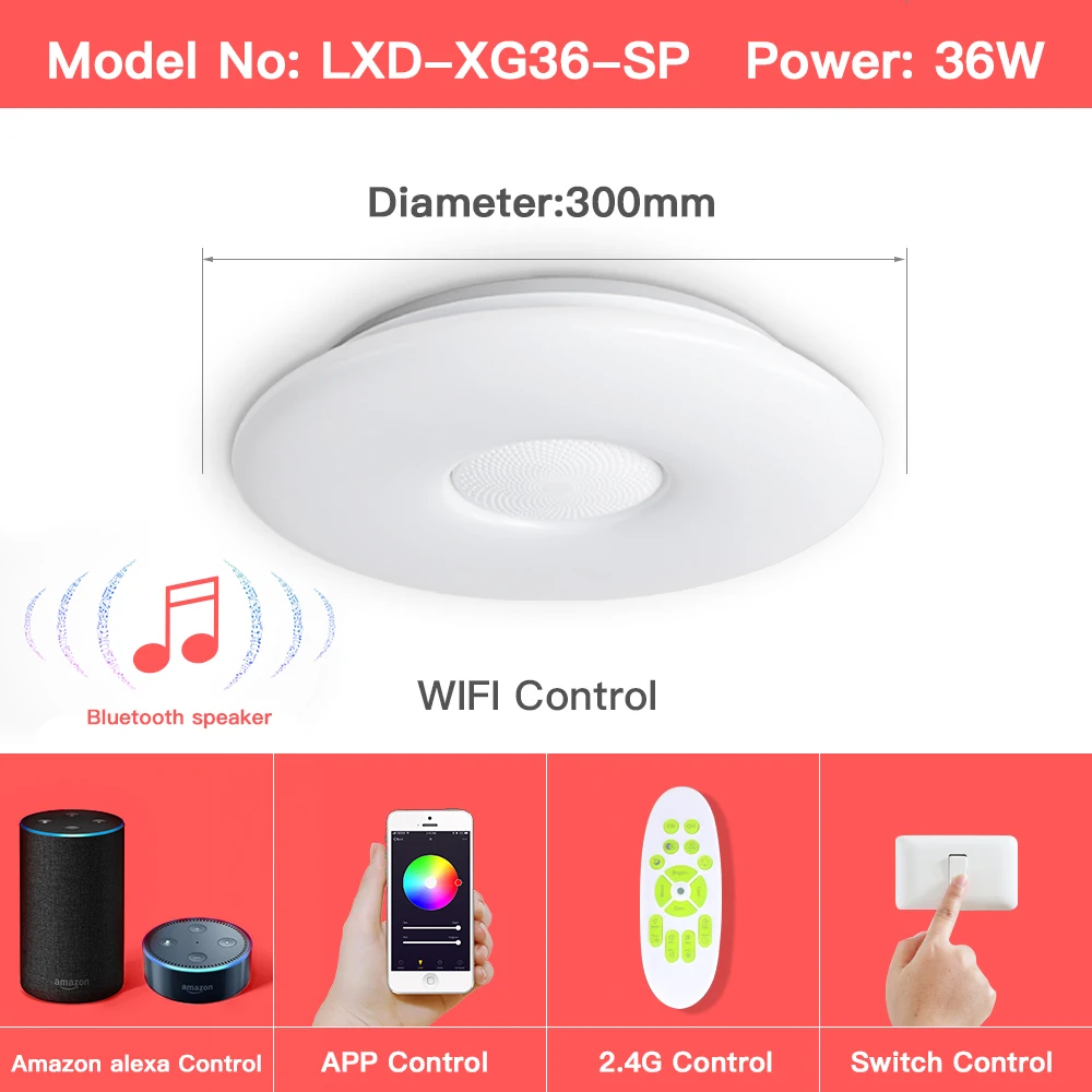 bathroom ceiling light fixtures OFFDARKS Smart LED Ceiling Lights WIFI Voice Control APP Control RGB Dimming Bluetooth Speaker Ceiling Lamp Kitchen Living Room home depot ceiling lights Ceiling Lights