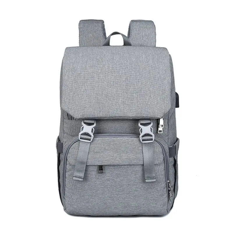 light gray Сумка для подгузников, рюкзак для путешествий, сумки для подгузников для мам и пап с usb зарядным портом - Цвет: light gray
