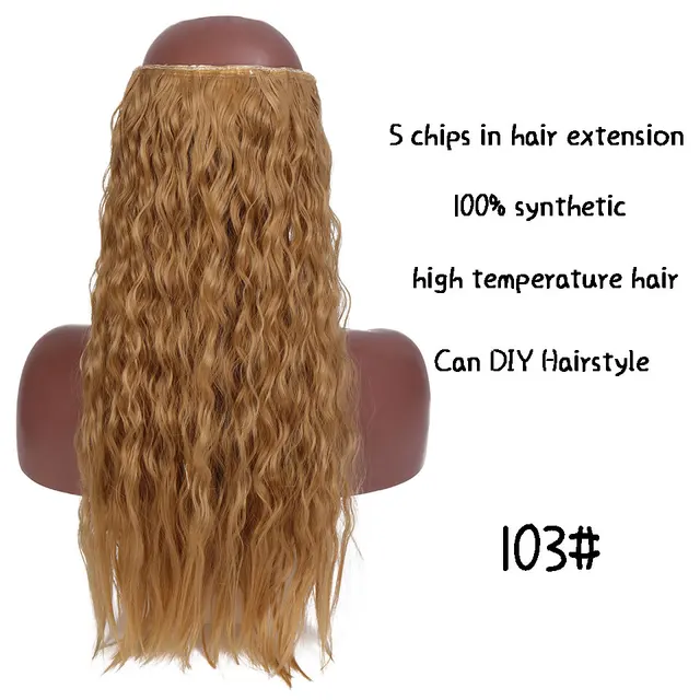 SHANGKE Synthetic 24-Inch Straight Clip in Hair Extensions Heat Resistant Wavy Hairpiece High Temperature Fiber False Hair WKY0022-103