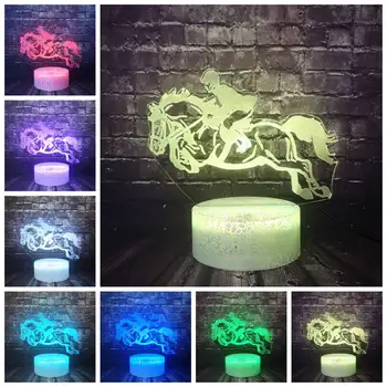 

Night Light For Boy Bedroom 3D Optical Riding a horse 7 Color Change LED Sporting Racing Horse Holiday Friend Birthday Toy Toy
