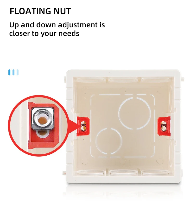Description Picture 6 of itemAvoir 86 Type Square Cassette Mounting Box Wall Socket Switch Wire Dark Box Installation Box Blue Red White Plastic Junction Box