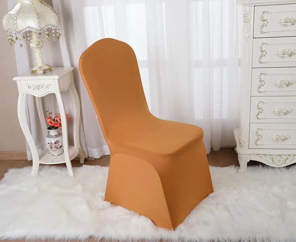 Чехол для стула, эластичный, для украшения обеденного сиденья, для банкета, свадьбы, ресторана, отеля, анти-грязные, съемные, на открытом воздухе, вечерние - Цвет: Gold yellow