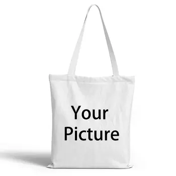 

Custom Canvas Bag Add Your Design Logo/Picture/Text Print Original Design White Student Portable Shopping Eco Bag Travel Canvas