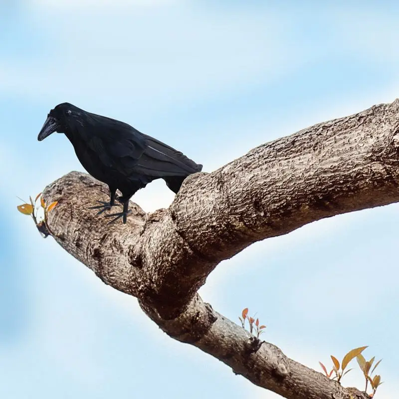 Realistic New Black Raven Feathered Crow Halloween Fancy Dress Prop Accessory