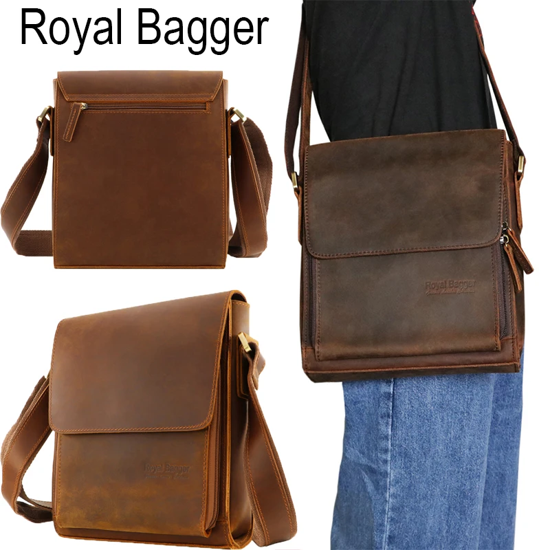 Brown Royal Bagger, новая мода, коровья кожа, Воловья кожа, скраб, Crazy Horse, кожаная мужская сумка на плечо, Европейский, американский стиль, деловые сумки - Цвет: Brown