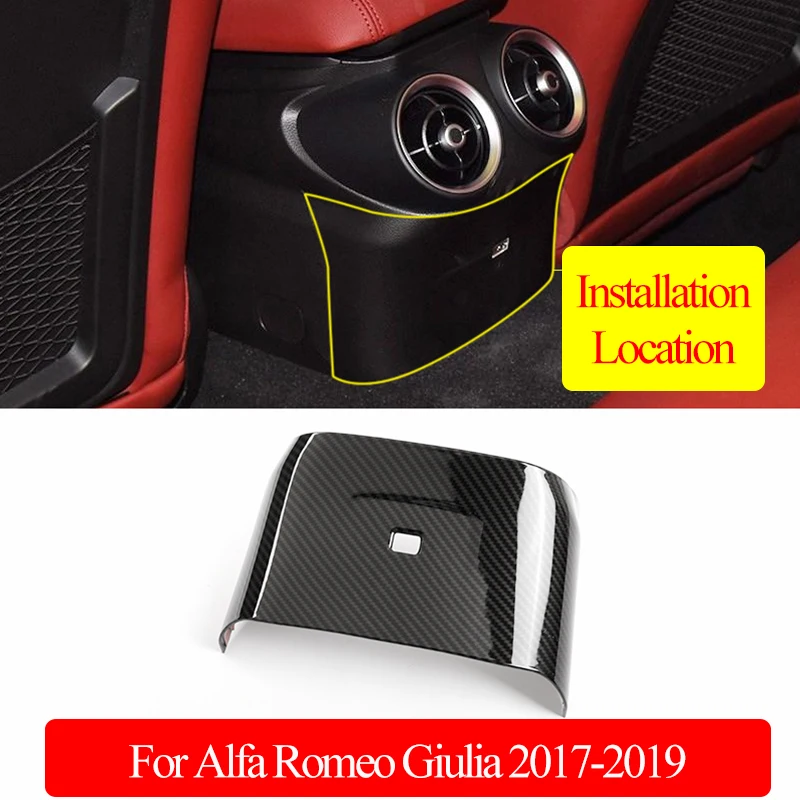 

ABS Chrome Carbon Fiber For Alfa Romeo Giulia 2017 2018 2019 2020 Rear Air Conditioning Outlet Cover Trim Car Accessories