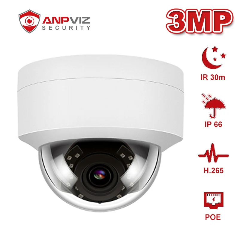 Anpviz(Hikvision Compaible) IPC D230W 3MP купольная POE IP камера для дома/улицы ночное видение IR 30M