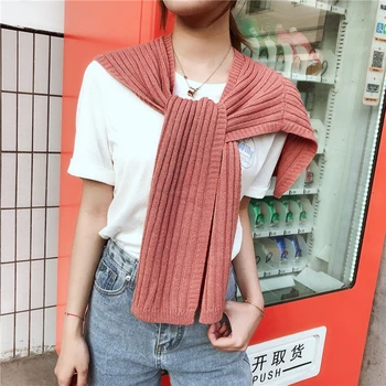 

Korean Style Winter Scarf Women Fashion Solid Color Poncho Elegant Lady Knitting Shawl Wraps Woollen Yarn Pashmina Echarpe Femme