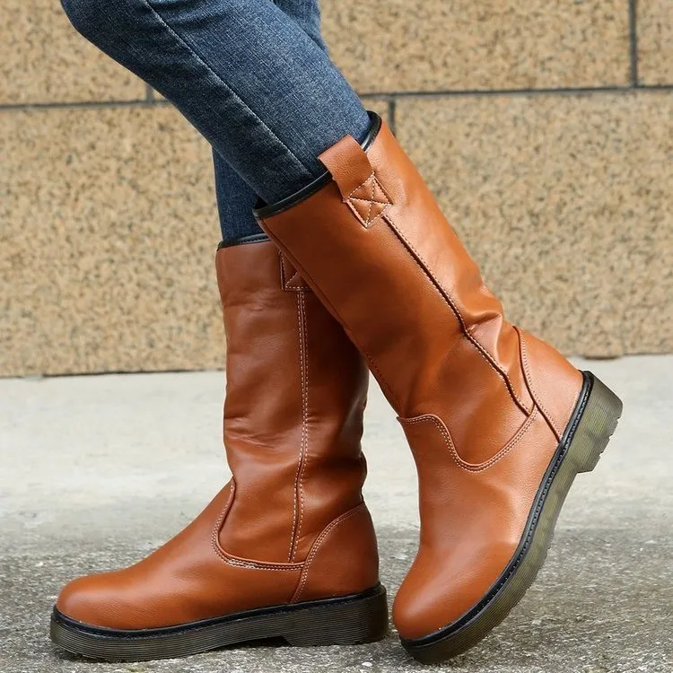 Botas de media caña para mujer, planos felpa, cálidos, sin cordones, para invierno, novedad de 2021 - AliExpress Calzado