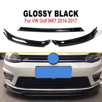 

3Pcs Glossy Black Car Front Bumper Lip Splitter Spoiler Diffuser Deflector Lips For VW Golf MK7 2014-2017