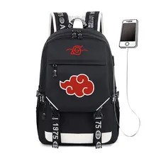 Uzumaki Наруто рюкзак аниме студенческий школьный Оксфорд Итачи Учиха Саске косплей сумки USB кабель дорожная сумка