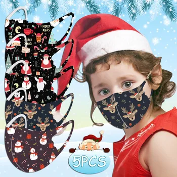 

5pcs Mascarillas Infantil Christmas Snowman Print Kids Face Mask Safety Reusable Masque En Tissu Lavable Mascarilla Cara Маска