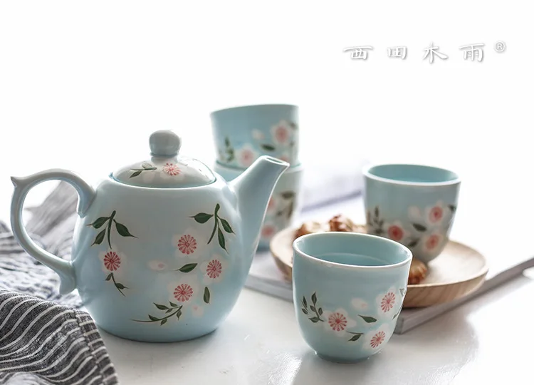 Чайный сервиз sakura для танцев, чайный сервиз в японском стиле, керамический чайник, чашка, четыре чашки, подарочный набор, бытовая чайная чашка чайник, набор