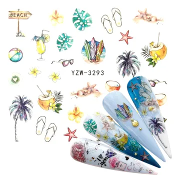 

1 PC Cool Summer Designs Nail Stickers Water Transfer Decals Decoration Summer Marine Life Slider For Nail DIY Tips