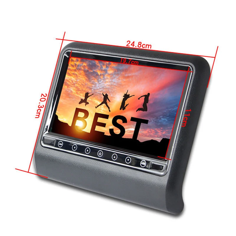 9 дюймов Hd 1080P Автомобильный Подголовник Dvd Fm ИК-плеер Видео игры монитор Usb Sd датчик давления
