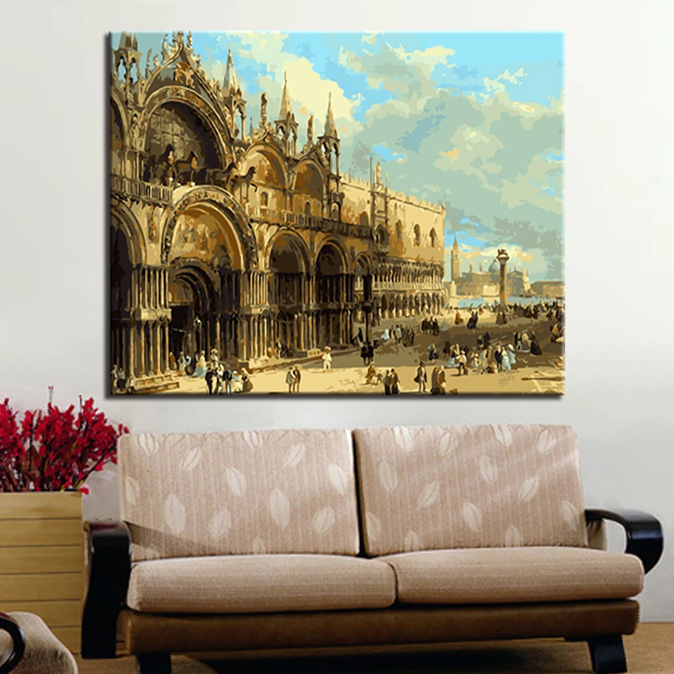 

Abstract Castle Diy Digital Painting By Numbers Hand Painted Canvas Oil Paintings Home Decoration Unique Gift With Arts