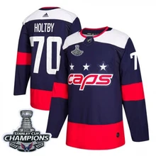 Сшитая Мужская футболка с надписью «Washington Braden Holtby Capitals», финал Кубка Стэнли(), темно-синяя Джерси