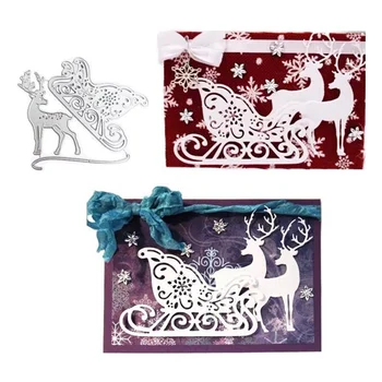

Christmas Dies Elk Sleigh Craft Metal Cutting Dies For DIY Scrapbooking Card Making Embossing Die Cut