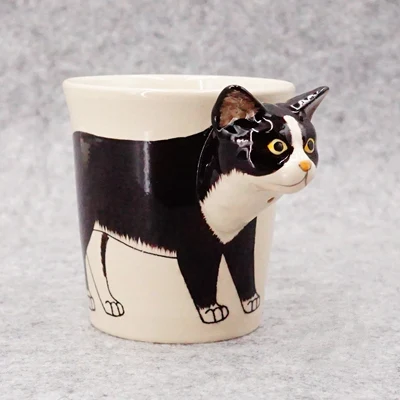 Tuxedo cat Скандинавский стиль 3D кошка керамическая кружка Женская милая пара креативная индивидуальность ручная роспись чашка подарок на день рождения детская комната украшение - Цвет: Tuxedo cat