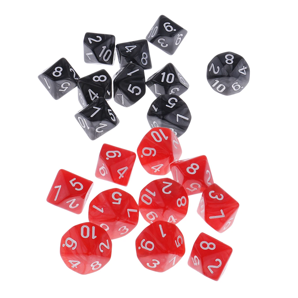 Набор из 20 пластиковых цифровых многогранных кубиков D10 DIY для игр D& D RPG MTG