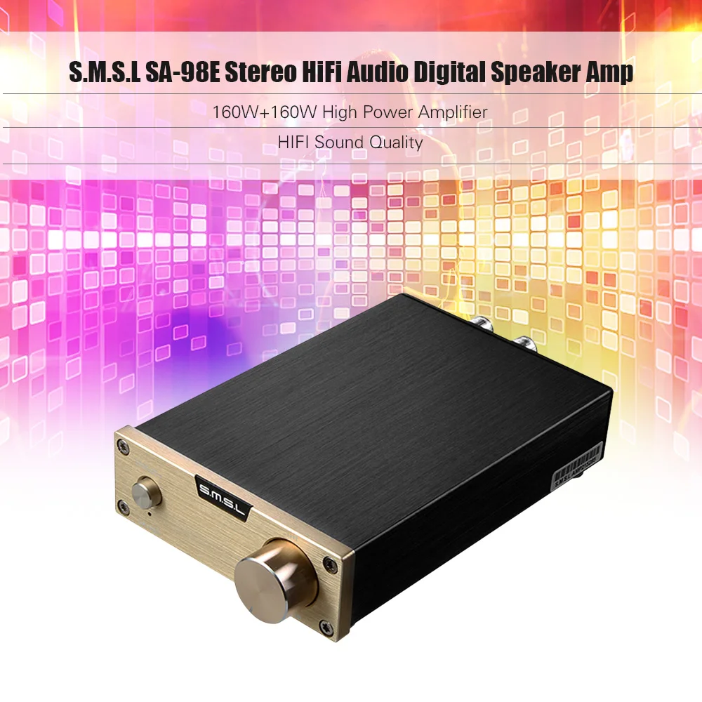 S.M.S.L SA-98E Музыка Аудио Усилитель стерео HiFi цифровой динамик Amp TDA7498E с адаптером питания аксессуары