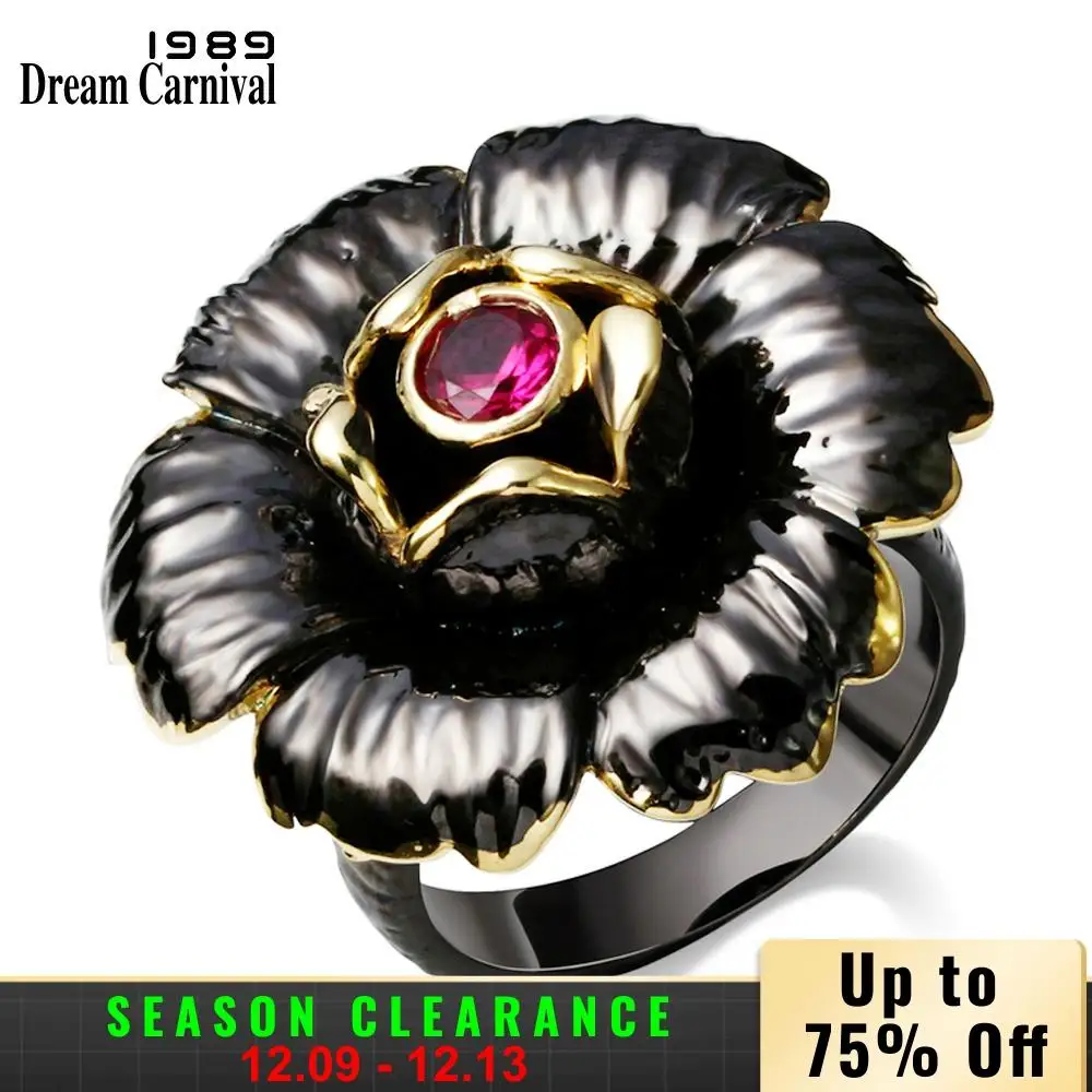 Dreamcarnival1989 Blossom Цветок Кольца для Для женщин Винтаж золото Цвет Обручение партия Готический ювелирные изделия фуксия Циркон anillos Mujer