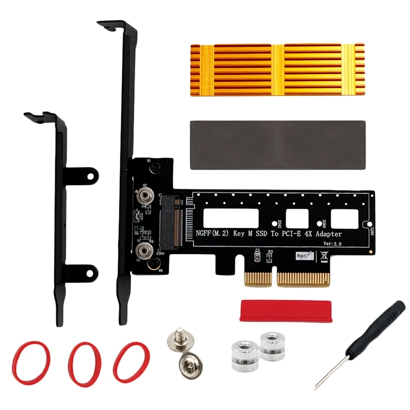 M.2 Накопитель SSD с протоколом NVME Ngff типа К Pcie3.0 Pci Express 4X адаптер с радиатором адаптер для компьютера для ПК