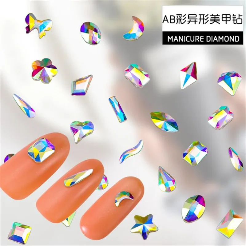 AB радужное стекло маникюрные Стразы алмазные Кристаллы для ногтей поделки