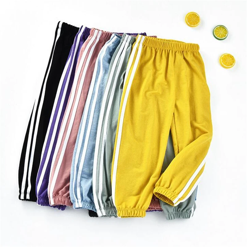 

2-8T Children's Long Pants Thin Linen Silk Kids Boys Girls Bloomers Trousers Casual Baby Pants Children Sports Pants