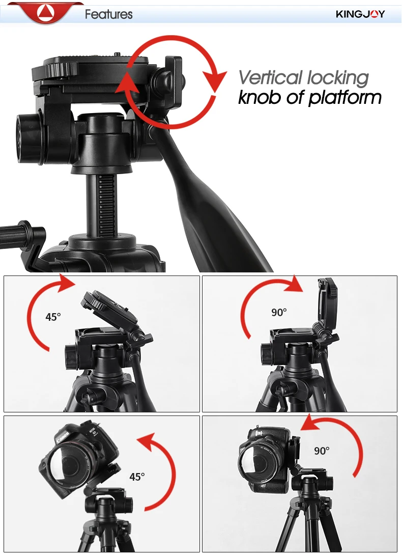 KINGJOY Officia VT-860, профессиональная Портативная Алюминиевая камера для путешествий, штатив, Аксессуары для видео, подставка с панорамной головкой для SLR DSLR