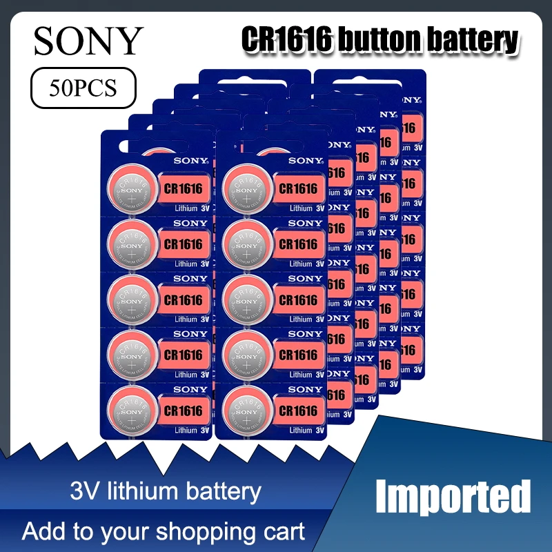 50PC For Sony Original CR1616 Button Cell Battery For Watch Car Remote