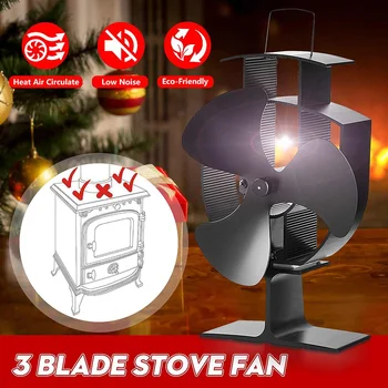 

Black 3 Blades Heat Powered Stove Fan Log Wood Burner Ecofan Quiet Black Home Fireplace Fan Efficient Heat Eco Stove Top Fan