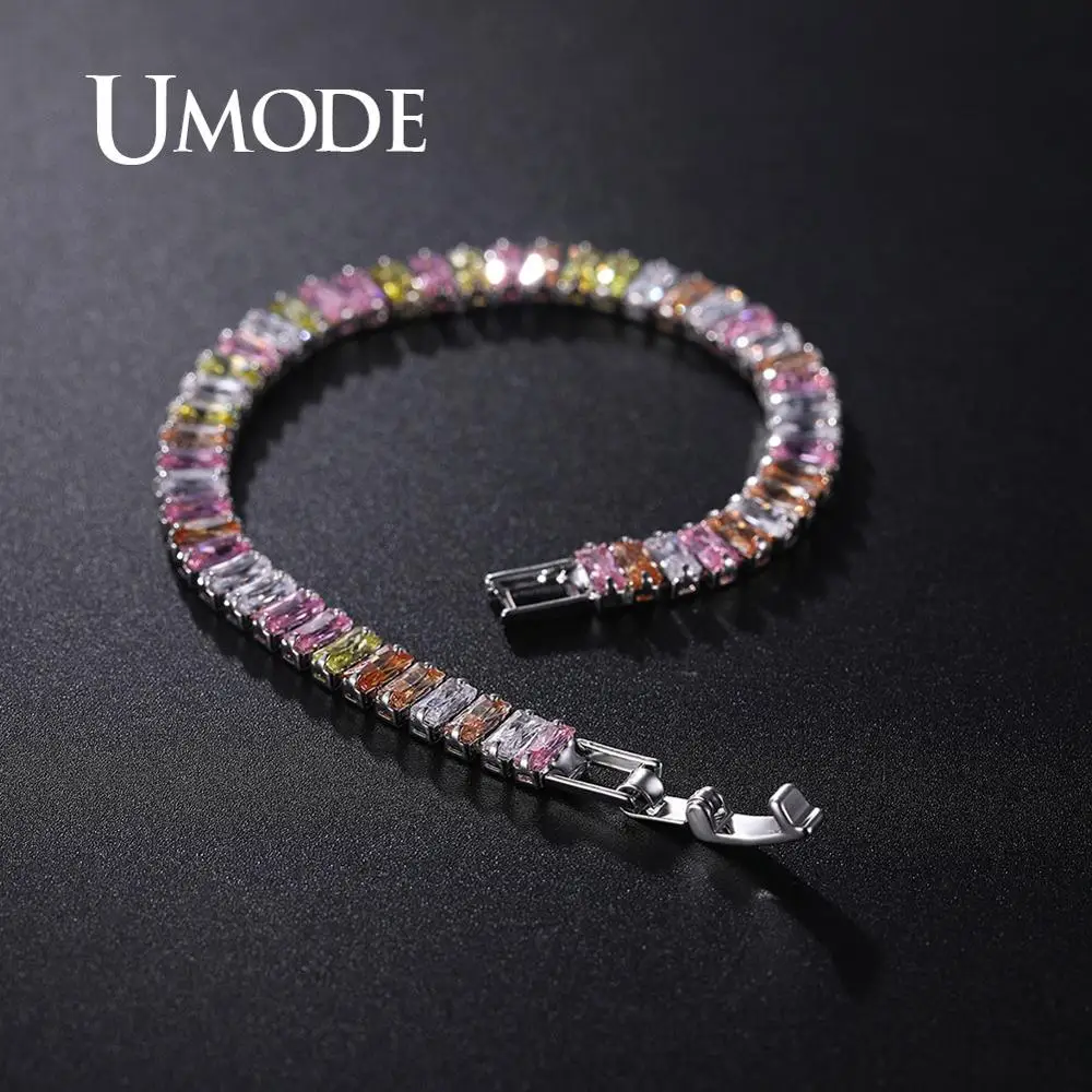 UMODE 2019 Хрустальный Теннисный браслет с цирконием для женщин белый золотой цвет