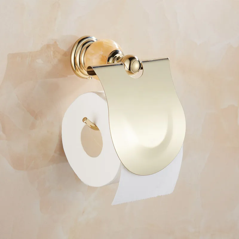 

Paper Towel Rack Stainless Steel European-Style Gold Plated Jade Roll Stand Toilet Paper Holder New Style European-Style Pendant